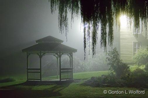 Gazebo In Night Fog_16378-83.jpg - Photographed at the Heritage House Museum in Smiths Falls, Ontario, Canada.